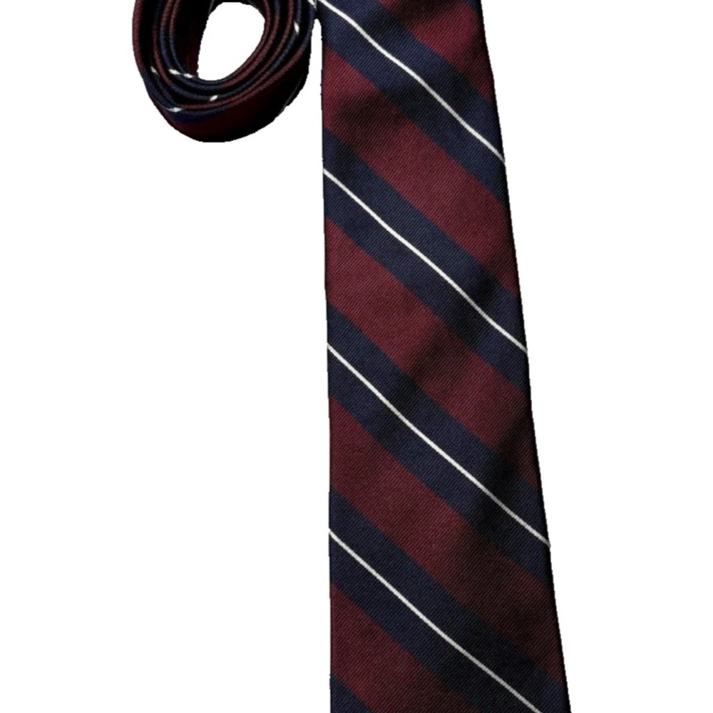 Mens Silk Necktie CLAYBROOKE PURE SILK  Red, White And Blue Stripe Made In‎ USA